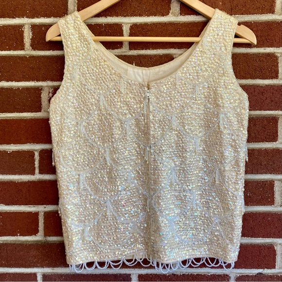 Cream Vintage Sequin Top - Picture 4 of 16